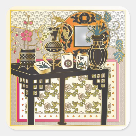 Mah Jongg Table Vierkante Sticker (Voorkant)