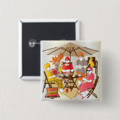 Mah Jongg Tea Party Vierkante Button 5,1 Cm (Voorkant /achterkant)