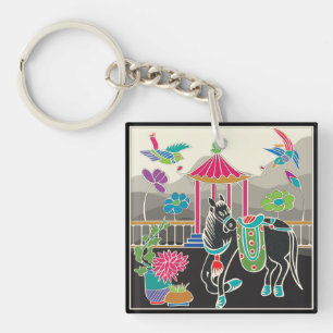 Mah Jongg Tegels Horse Sleutelhanger