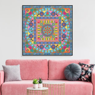 Mah Jongg Tegels Mandala Canvas Afdruk