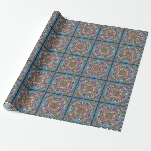 Mah Jongg Tegels Mandala Wrapping Paper Cadeaupapier (Uitgerold)
