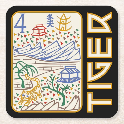 Mah Jongg Tiger Onderzetter (Voorkant)