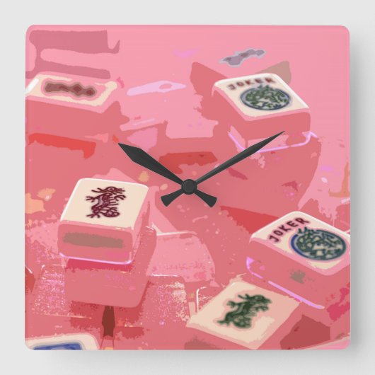 Mah Jongg Tiles Clock Vierkante Klok (Voorkant)