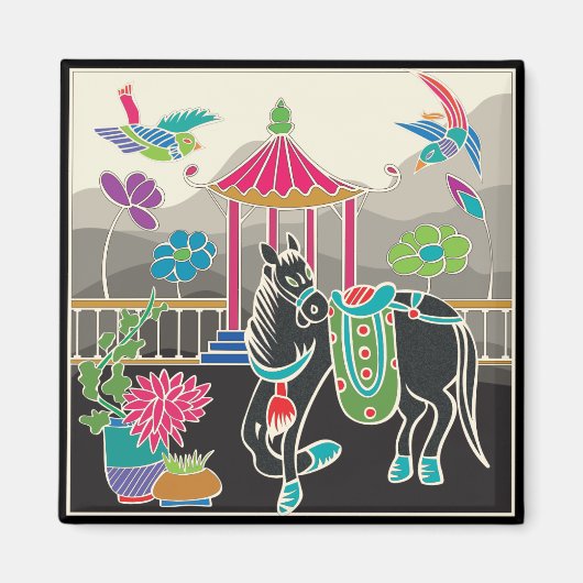 Mah Jongg Tiles Horse Magnet (Devant)