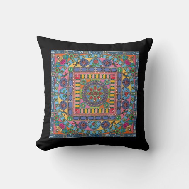Mah Jongg Tiles Mandala Coussin (Recto)