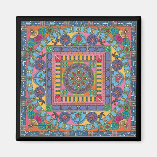 Mah Jongg Tiles Mandala Magnet (Devant)