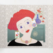 Mah Jongg, trois cartes pour dames (Intérieur au milieu)