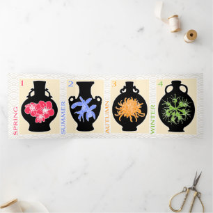 Mah Jongg Vases Trifold Card Drieluik Kaart
