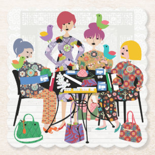 Mah Jongg Vogels Papier Onderzetters