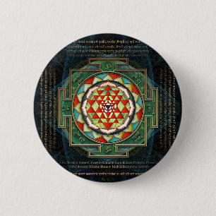 Maha Lakshmi Mantra & Shri Yantra Ronde Button 5,7 Cm