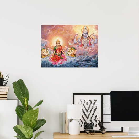 Maha Vishnu en Lakshmi-Poster Poster (Thuiskantoor)