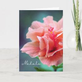 Mahalo Bedankt Hawaiian Pink Hibiscus Close-up Kaart