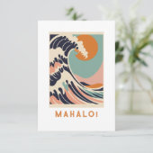 Mahalo bedankt je kaart, geweldige golf (Staand voorkant)