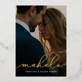 Mahalo | Carte de remerciements photo Mariage (Recto)