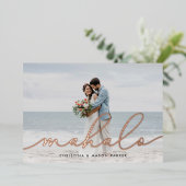 Mahalo | Carte de remerciements photo Mariage (Debout devant)