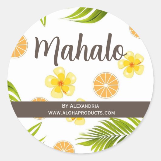 Mahalo merci Hawaiian tropical sticker (Devant)