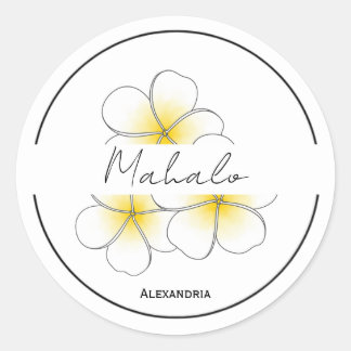 Mahalo merci plumeria sticker personnalisable