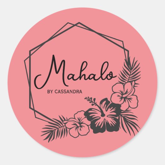 Mahalo merci sticker hawaïen personnalisable (Devant)