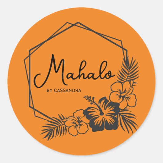 Mahalo merci sticker hawaïen personnalisable (Devant)