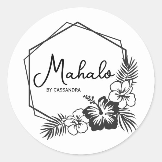 Mahalo merci sticker hawaïen personnalisable (Devant)