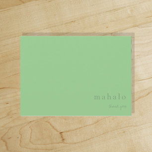 mahalo minimale tropische lichtgroene bedankje bedankkaart