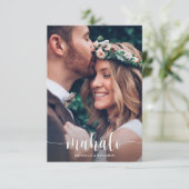 Mahalo Moderne Élégant Merci de mariage Carte phot (Debout devant)