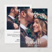 Mahalo Moderne Élégant Merci de mariage Carte phot (Devant / Derrière)