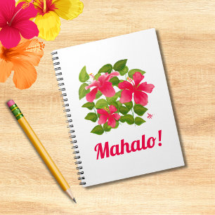 Mahalo. Roze Hawaiian Hibiscus Painting Notitieboek