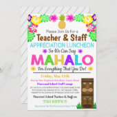 Mahalo Teacher Appreciation Personeel Uitnodiging (Voorkant / Achterkant)