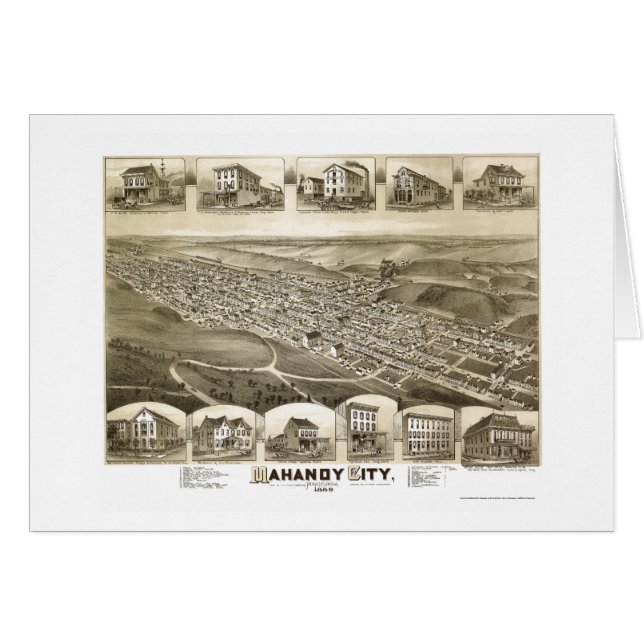 Mahanoy City, PA Panoramic Map - 1889 (Voorkant Horizontaal)