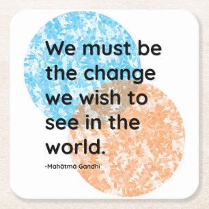 Mahatma Gandhi Change Quotes Vierkante Kartonnen Onderzetter