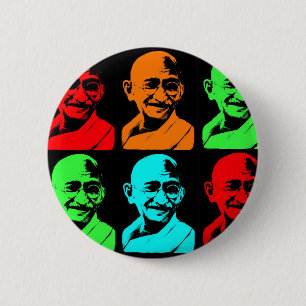 Mahatma Gandhi Collage Ronde Button 5,7 Cm