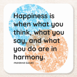 Mahatma Gandhi Happiness Quotes Vierkante Kartonnen Onderzetter