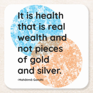 Mahatma Gandhi Health Quotes Vierkante Kartonnen Onderzetter