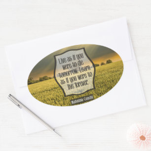 Mahatma Gandhi Inspirerend Quote "Live" Ovale Sticker