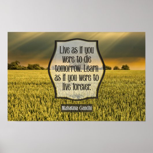 Mahatma Gandhi Inspirerend Quote "Live" Poster (Voorkant)