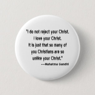 Mahatma Gandhi over christenen Ronde Button 5,7 Cm
