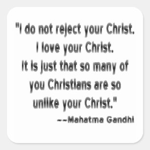 Mahatma Gandhi over christenen Vierkante Sticker