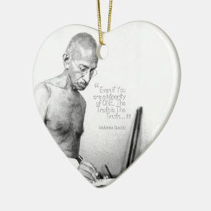 Mahatma Gandhi Quote, Minority of One, Truth Keramisch Ornament