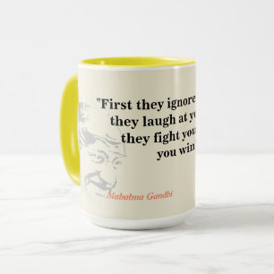 Mahatma Gandhi Quote over het winnen Mok