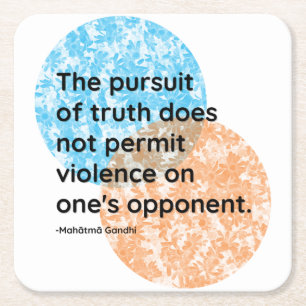 Mahatma Gandhi Truth en Violence Quotes Vierkante Kartonnen Onderzetter