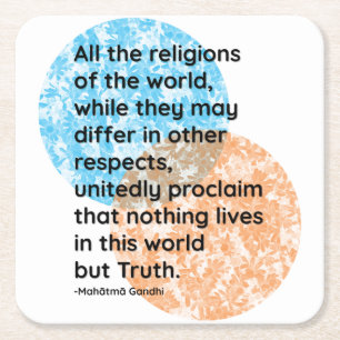 Mahatma Gandhi Truth Religion Quotes Vierkante Kartonnen Onderzetter