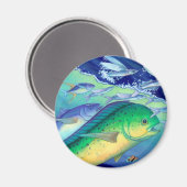 Mahi Mahi (Dolfijnvis) die vliegende vis achtervol Magneet (Voorkant / Achterkant)