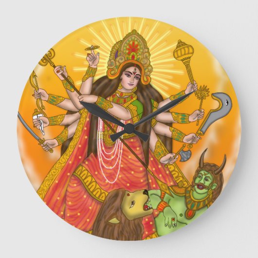 Mahishasur Mardini Durga Clock Grote Klok (Voorkant)