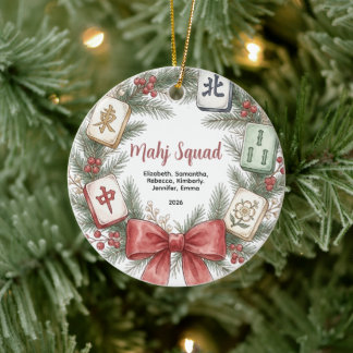 Mahj Squad Kerst Mahjong Groep Kerstkrans Keramisch Ornament