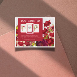 Mahjong Bold Rich Red Florals Briefkaart Uitnodigi