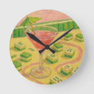 Mahjong Chic Schildering Cocktail Ronde Klok