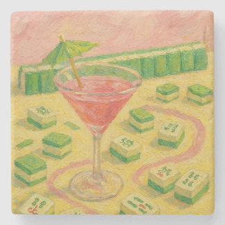 Mahjong Chic Schildering Cocktail  Stenen Onderzetter
