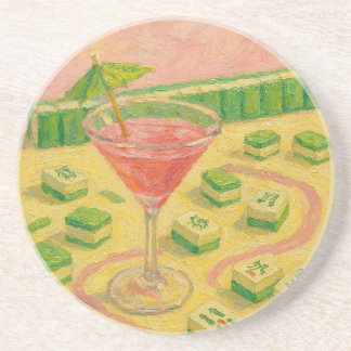 Mahjong Chic Schildering Cocktail  Zandsteen Onderzetter