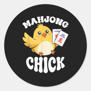 Mahjong Chick Chinese bord Speler Ronde Sticker